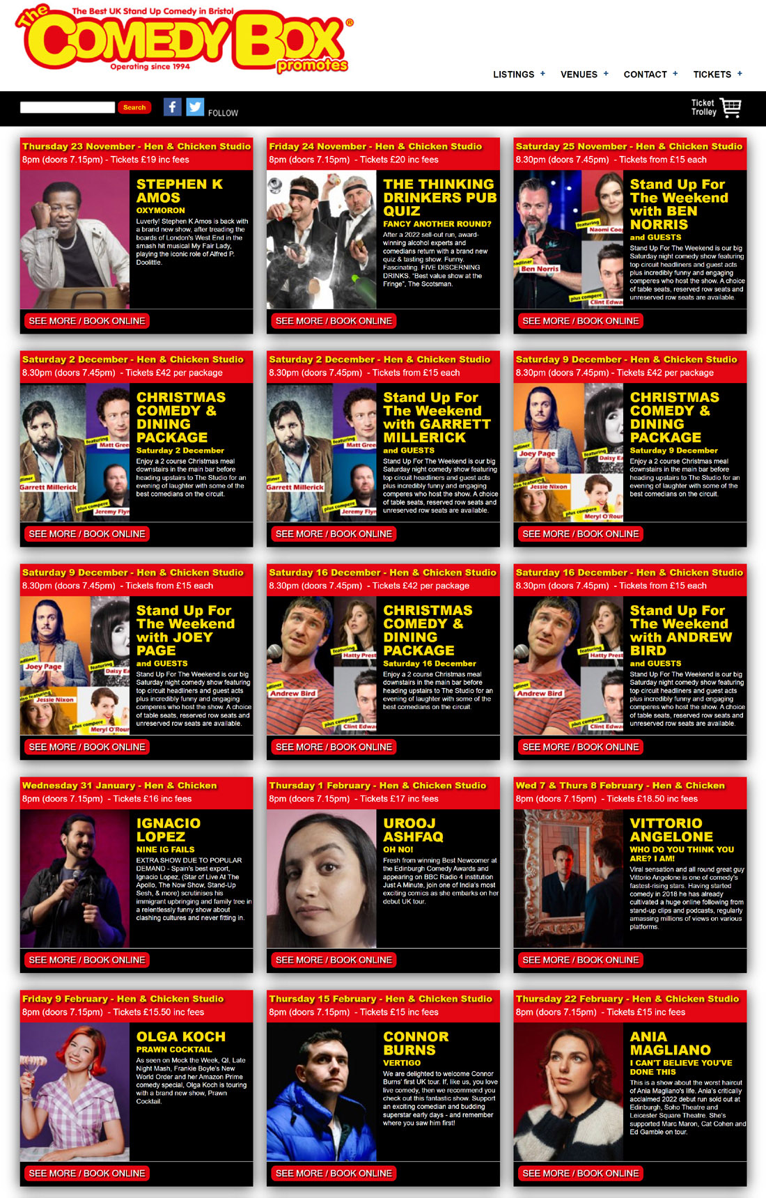 Comedy Box Club Web Design Bristol
